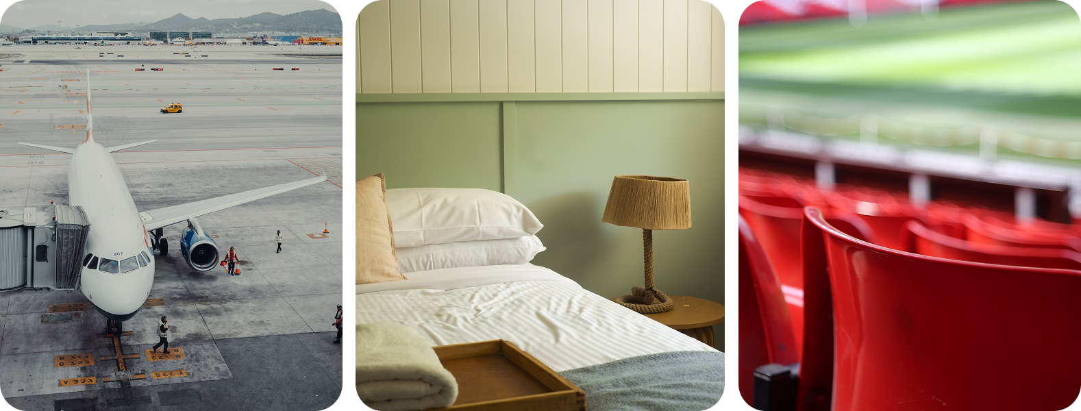 hotel, flight, and bed hotel, flight, and bed